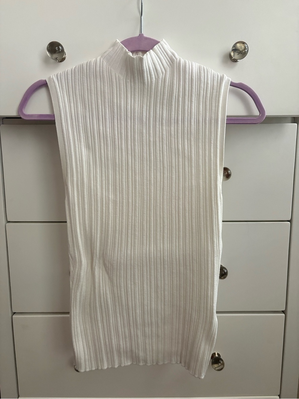 Abercrombie & Fitch Ribbed Mock Neck Tank - White